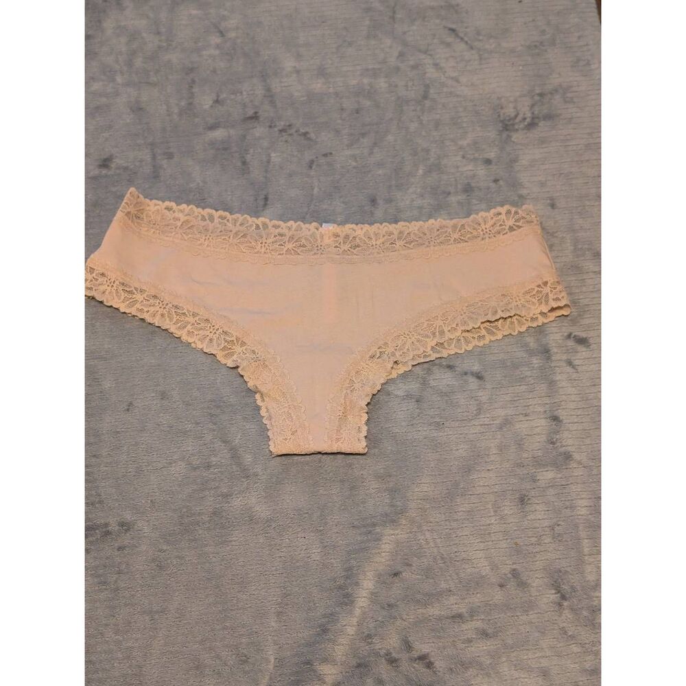 NWT Victoria's Secret Pink Size XXL Lace Edge Cheeky Panty Beige